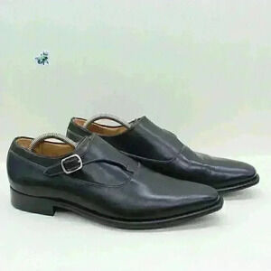 Mezlan Algar Platinum Men's Black Leather Monk Strap Loafers Shoes Size US 12 M